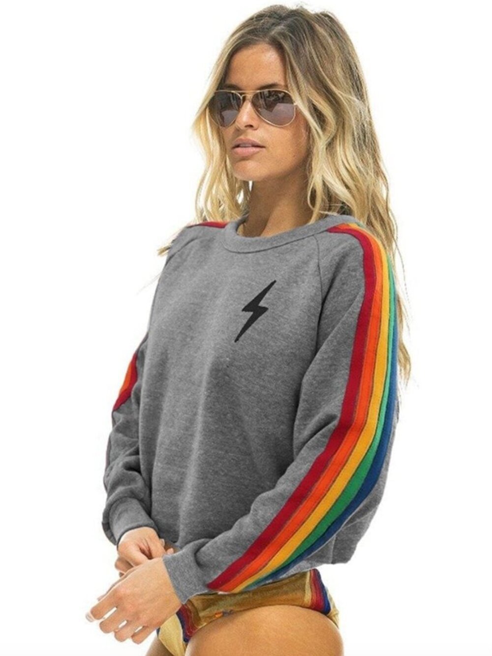 Aviator Nation Bolt Classic Cropped Crewneck Sweatshirt